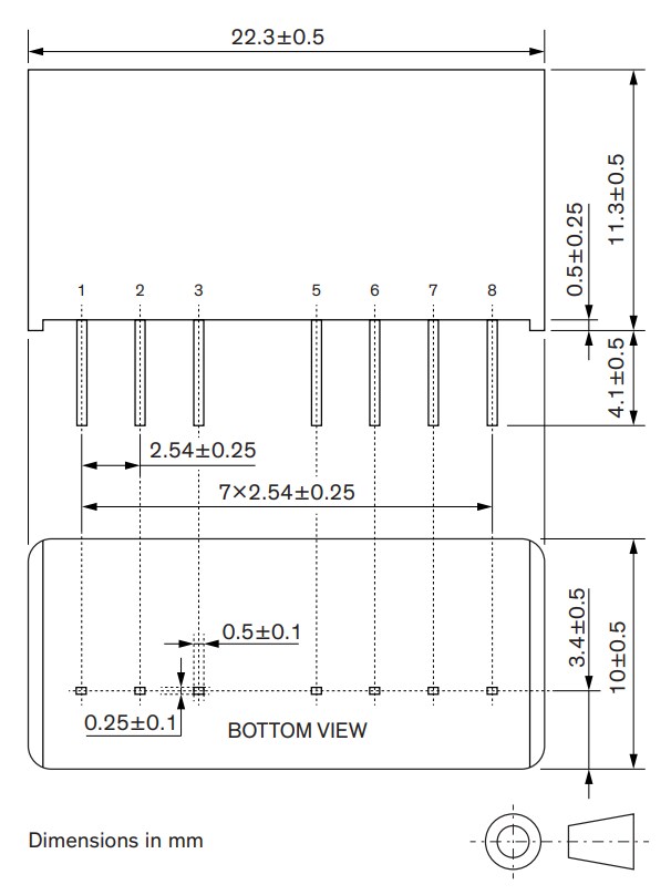 Mechanical Drawing - TRACO Power TEC 6UI DC/DC Converters